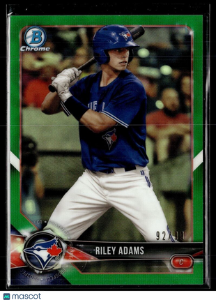 2018 BOWMAN CHROME GREEN /99 RILEY ADAMS BLUE JAYS