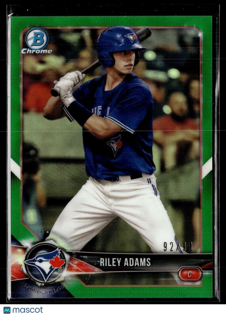 2018 BOWMAN CHROME GREEN /99 RILEY ADAMS BLUE JAYS