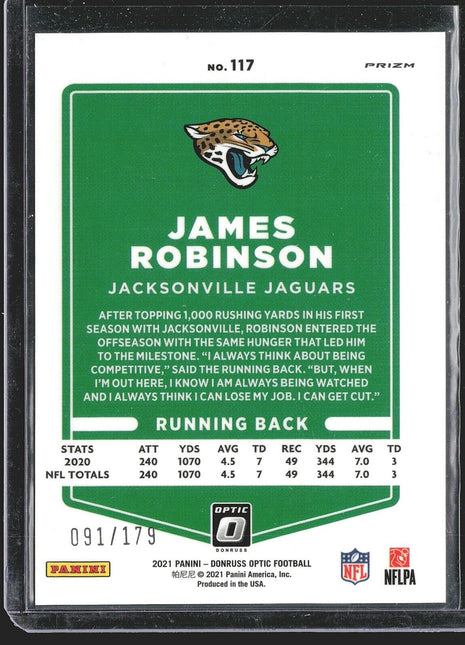 2021 Panini Donruss Optic - #117 James Robinson Blue /179 Jaguars