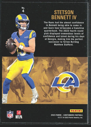 2023 Panini Contenders Stetson Bennett #8 Rookie Stallions