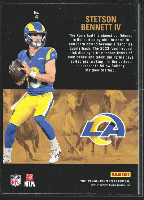 2023 Panini Contenders Stetson Bennett #8 Rookie Stallions