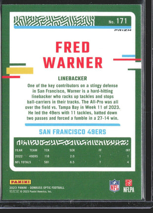 2023 Donruss Optic Holo Fred Warner #171 49ers