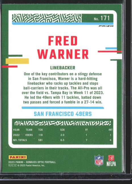 2023 Donruss Optic Holo Fred Warner #171 49ers