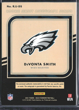 2021 Gold Standard Devonta Smith Rc Patch Auto  RpA Jumbo /25 Eagles