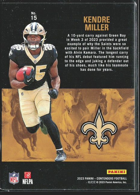 2023 Panini Contenders Kendre Miller #15 Rookie Stallions