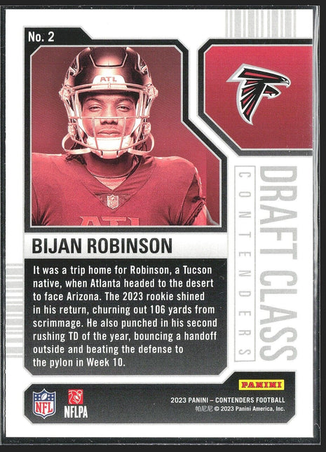 2023 Panini Contenders Bijan Robinson ##2 Draft Class Rc