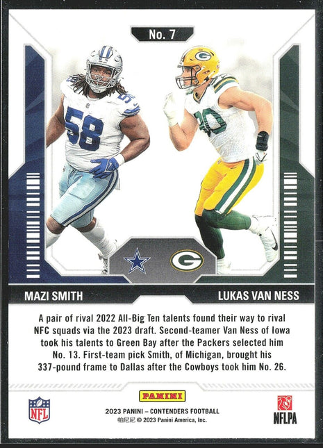 2023 Panini Contenders Lukas Van Ness Mazi Smith ##7 Round 1 Rc