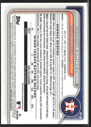 2024 Bowman 1st Speckle German Ramirez #BCP-93 Astros