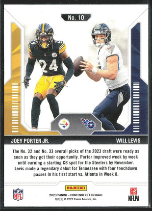 2023 Panini Contenders Will Levis Joey Porter #10 Round 2 Rc