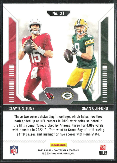 2023 Panini Contenders Clayton Tune Sean Clifford #21 Round 5 Rc