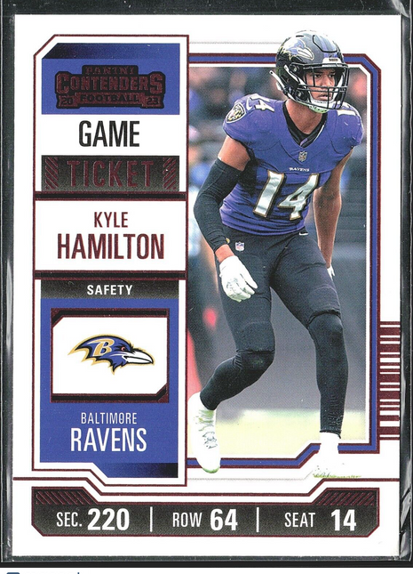 2023 Panini Contenders Kyle Hamilton #8 Red Game Ticket