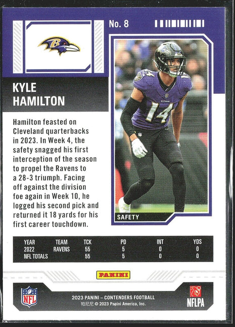 2023 Panini Contenders Kyle Hamilton #8 Red Game Ticket