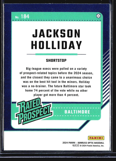 2024 Panini Donruss - Optic Rated Prospects #184 Jackson Holliday (RC)