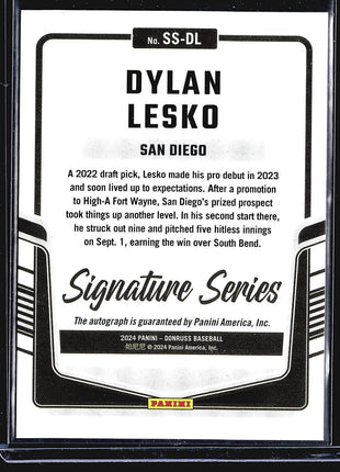 2024 Panini Donruss Dylan Lesko #SS-DL Auto Silver
