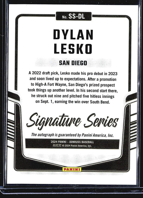 2024 Panini Donruss Dylan Lesko #SS-DL Auto Silver