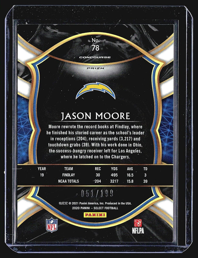 2020 Panini Select - Concourse #78 Jason Moore (RC) /199 Chargers