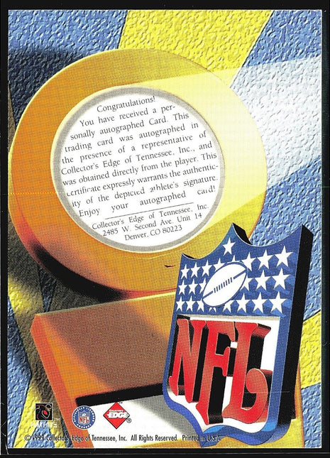 1999 Collector's Edge Andre Reed #NNO Auto Bills HOF