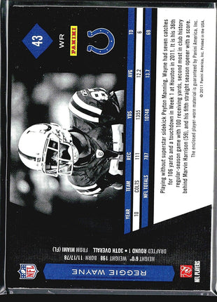 2011 Panini Limited Reggie Wayne Platinum 1/1 NFL Shield Logo Patch Colts