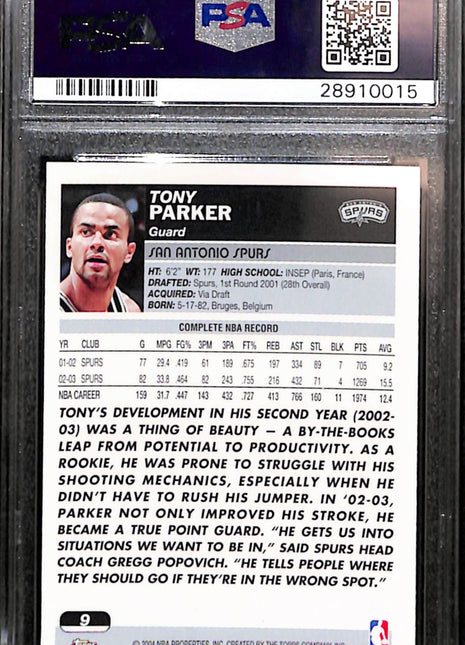 2003 Topps Chrome Tony Parker #9 PSA 10