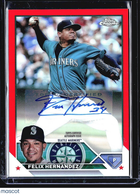 2023 Topps Chrome Red Refractor auto Felix Hernadez #CLA-FH /5