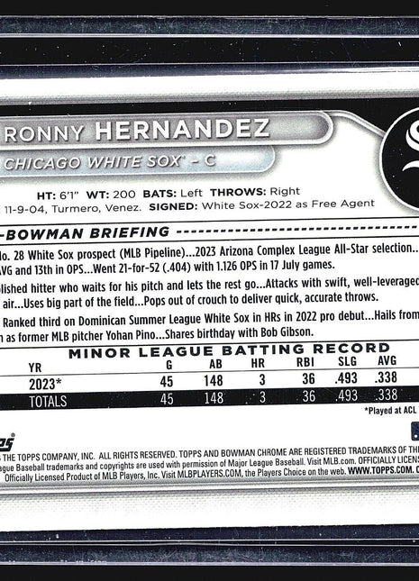 2024 Bowman Chrome 1st Speckle Prospects #BCP-92 Ronny Hernandez (RC)