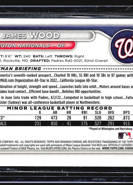 2024 Bowman Chrome Prospects Mojo #BCP-91 James Wood (RC)
