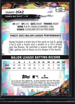 20234 Topps Finest Purple Rare Refractor Yandy Diaz /125 #246