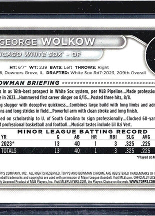 2024 Bowman Chrome 1st Prospects #BCP-144 George Wolkow (RC)