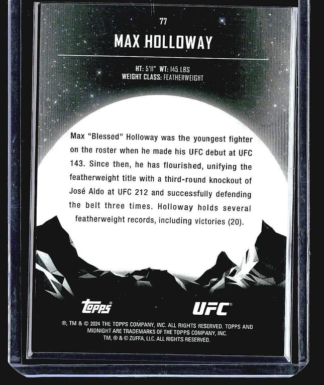 2024 Topps Midnight Moon Beam sp Max Holloway #77