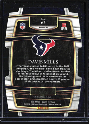 2021 Panini Select - Concourse #65 Davis Mills (RC)