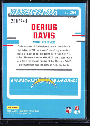 2023 Panini Donruss Optic Orange Rated Rookie #264 Derius Davis (RC) /249