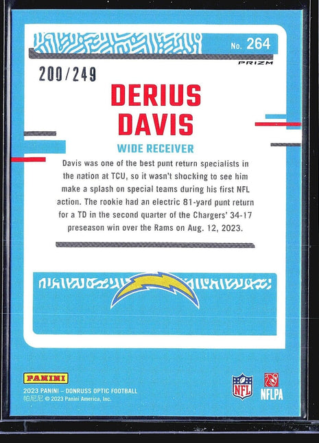 2023 Panini Donruss Optic Orange Rated Rookie #264 Derius Davis (RC) /249