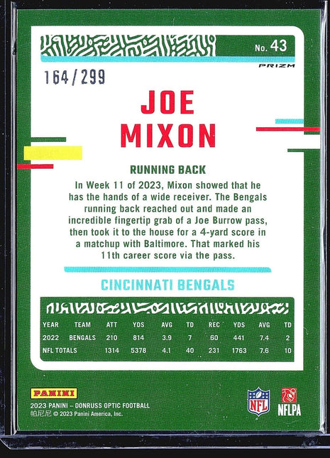 2023 Donruss Optic Light Blue Joe Mixon #43 /299