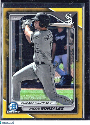 2024 Bowman Chrome Prospects #BCP-41 Jacob Gonzalez (RC) Gold Refractor /50
