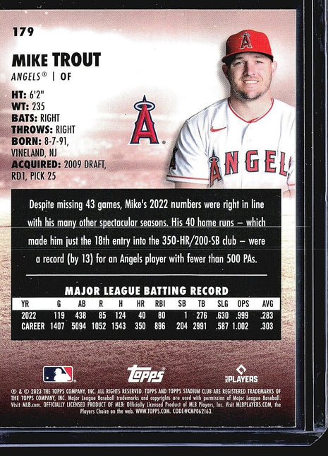 2023 Topps Stadium Club - #179 Mike Trout Photographers proof