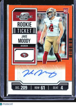 2023 Optic Contenders Rookie Ticket Auto Orange Jake Moody #174 /50