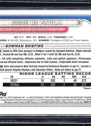 2024 Bowman Chrome Prospects green lunar #BCP-12 Josue De Paula (RC)