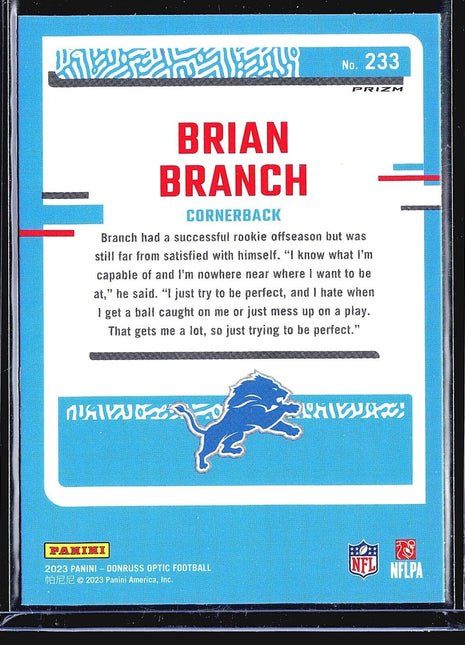 2023 Panini Donruss Optic Purple Shock Rated Rookie #233 Brian Branch (RC)