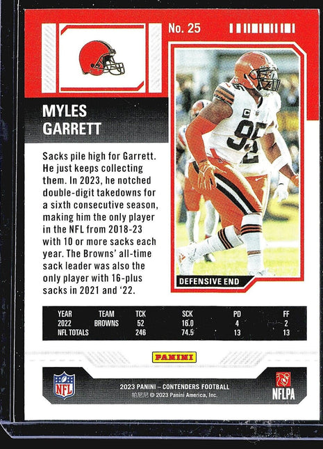 2023 Panini Contenders Red Season Ticket #25 Myles Garrett