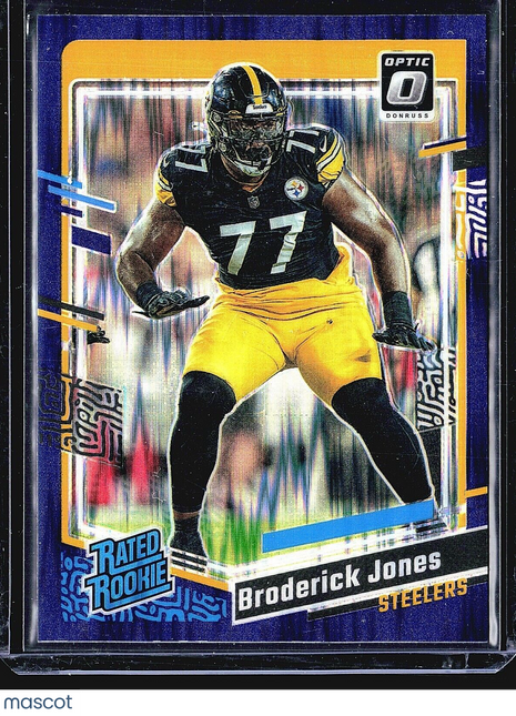 2023 Panini Donruss Optic Purple Shock Rated Rookie #285 Broderick Jones (RC)
