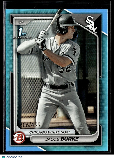 2024 BOWMAN SKY BLUE /499 1ST PROSPECT JACOB BURKE WHITE SOX