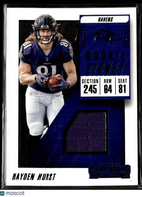 2018 CONTENDERS GREEN ROOKIE TICKET JERSEY RELIC HAYDEN HURST RAVENS