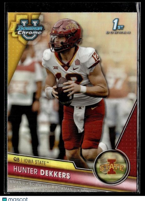 2023 BOWMAN CHROME UNIVERSITY REFRACTOR 67 Hunter Dekkers Iowa State 1st Bowman