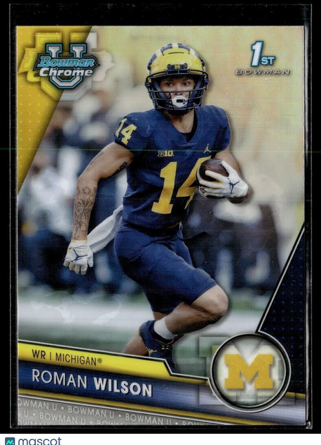 2023 BOWMAN CHROME UNIVERSITY REFRACTOR 169 Roman Wilson, Michigan – 1st Bowman
