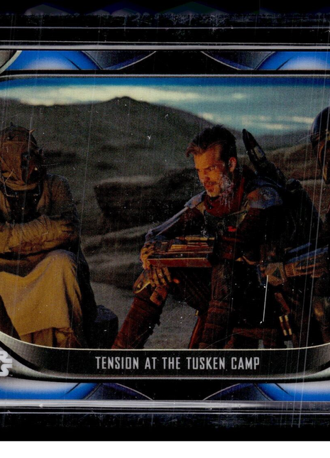 2021 STAR WARS TOPPS CHROME MANDOLORIAN BLUE /99 TENSION AT TUSKEN CAMP