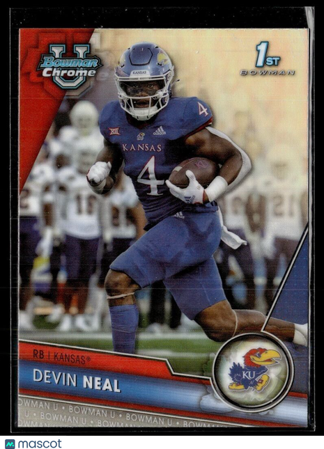2023 BOWMAN CHROME UNIVERSITY REFRACTOR 58 Devin Neal Kansas – 1st Bowman
