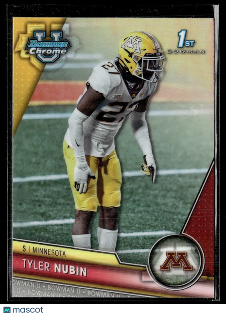 2023 BOWMAN CHROME UNIVERSITY REFRACTOR 123 Tyler Nubin Minnesota – 1st Bowman