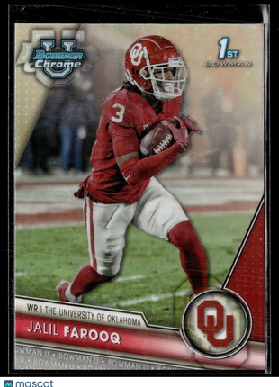 2023 BOWMAN CHROME UNIVERSITY REFRACTOR 129 Jalil Farooq Oklahoma – 1st Bowman