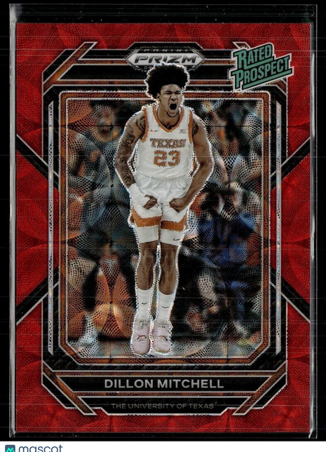 2023-24 PRIZM DRAFT CHOICE RED /88 RATED PROSPECT DILLON MITCHELL TEXAS