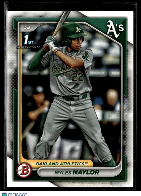 2024 BOWMAN 1ST PROSPECT BP-136 Myles Naylor Oakland Athletics